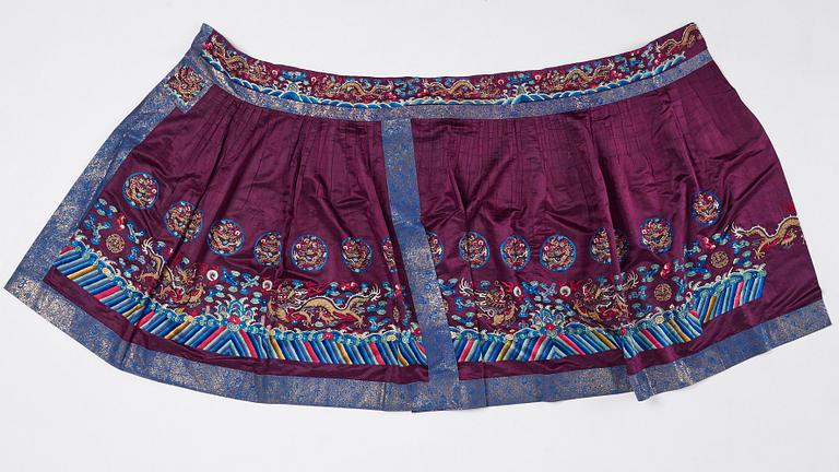 Kjol, broderat siden. Qingdynastin (1644-1912).
