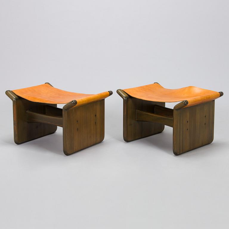 Tapio Wirkkala, a pair of stools made to order  for the Finnish Glass Museum manufactured by  Reino Huotari 1981.