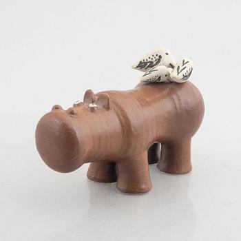 Lisa Larson, a 'Flodhäst med fåglar' (Hippo with Birds) figurine, Gustavsberg, 1966-70.