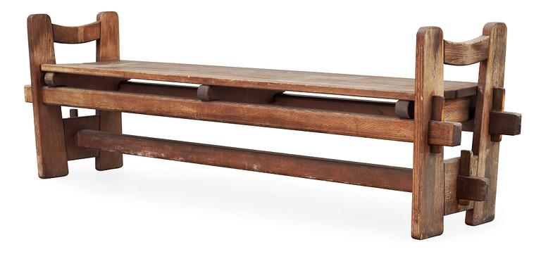 An Axel Einar Hjorth stained pine bench 'Skoga', Nordiska Kompaniet, 1933.