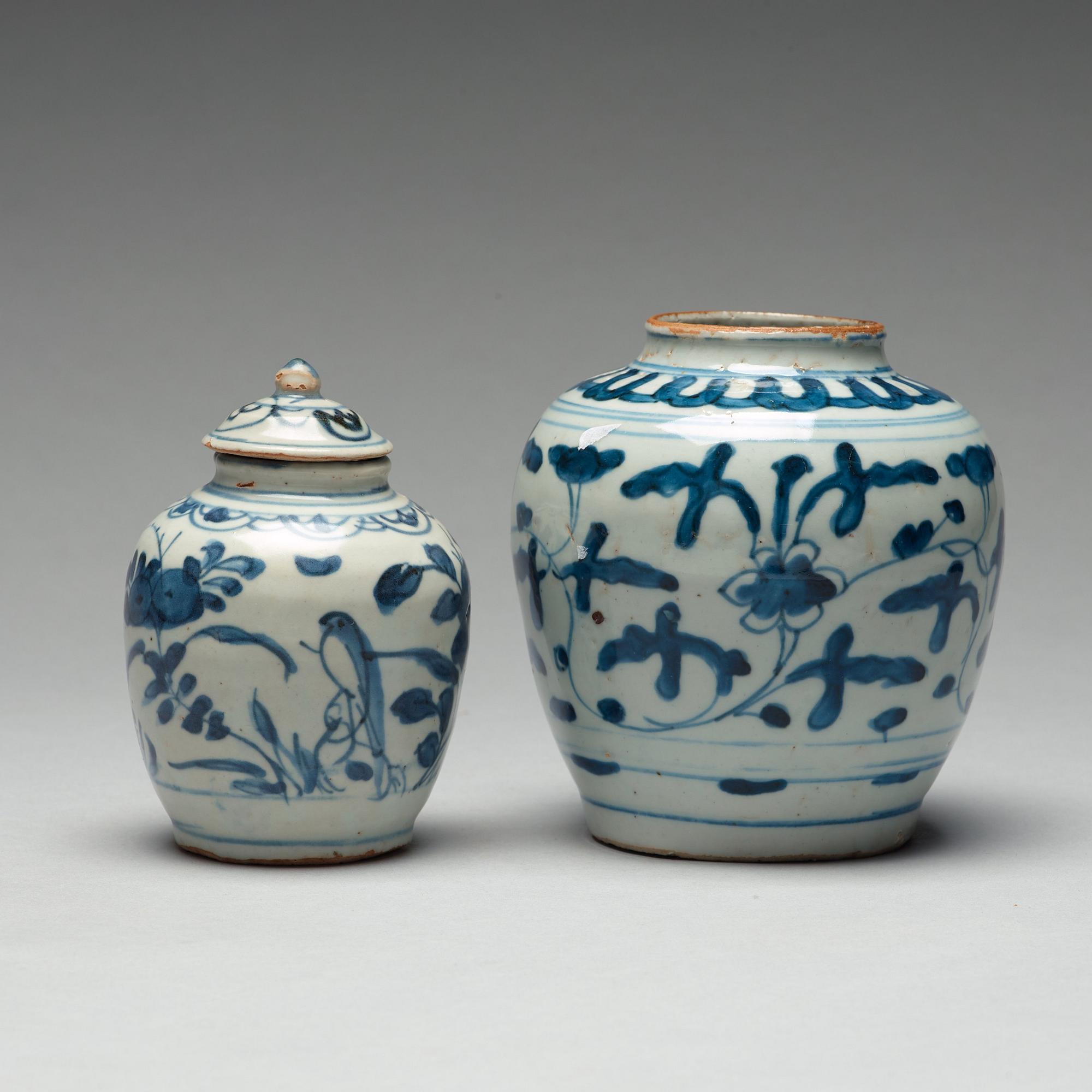 Two blue and white jars, Ming dynasty, 16th Century.