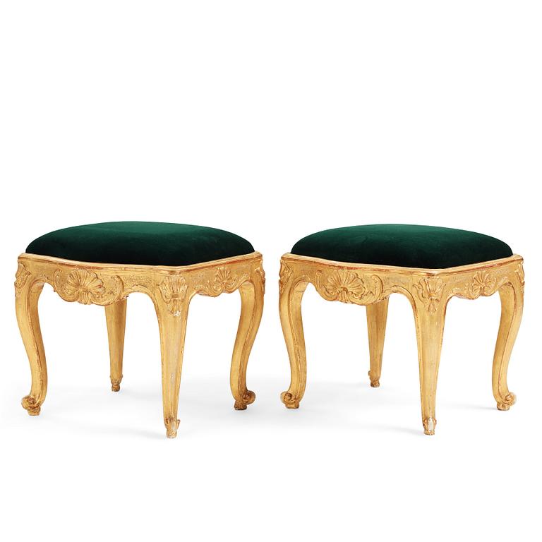 A pair of Swedish rococo stools.