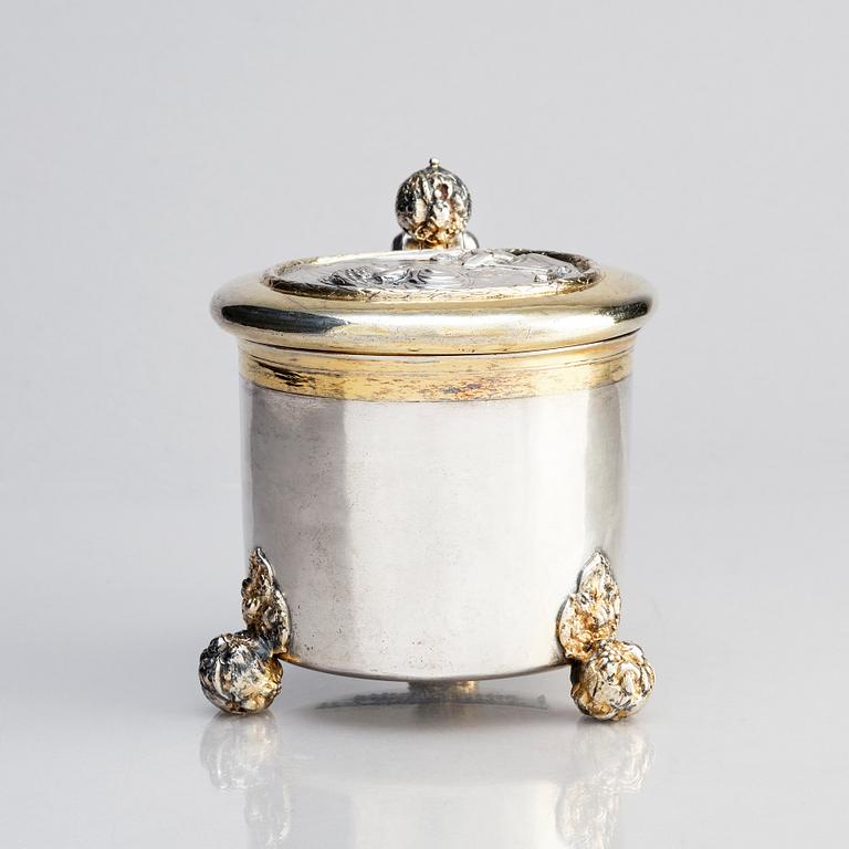 A Swedish parcel-gilt silver tankard, mark of Erik Månsson Schmidt, Stockholm (active 1675-1686).