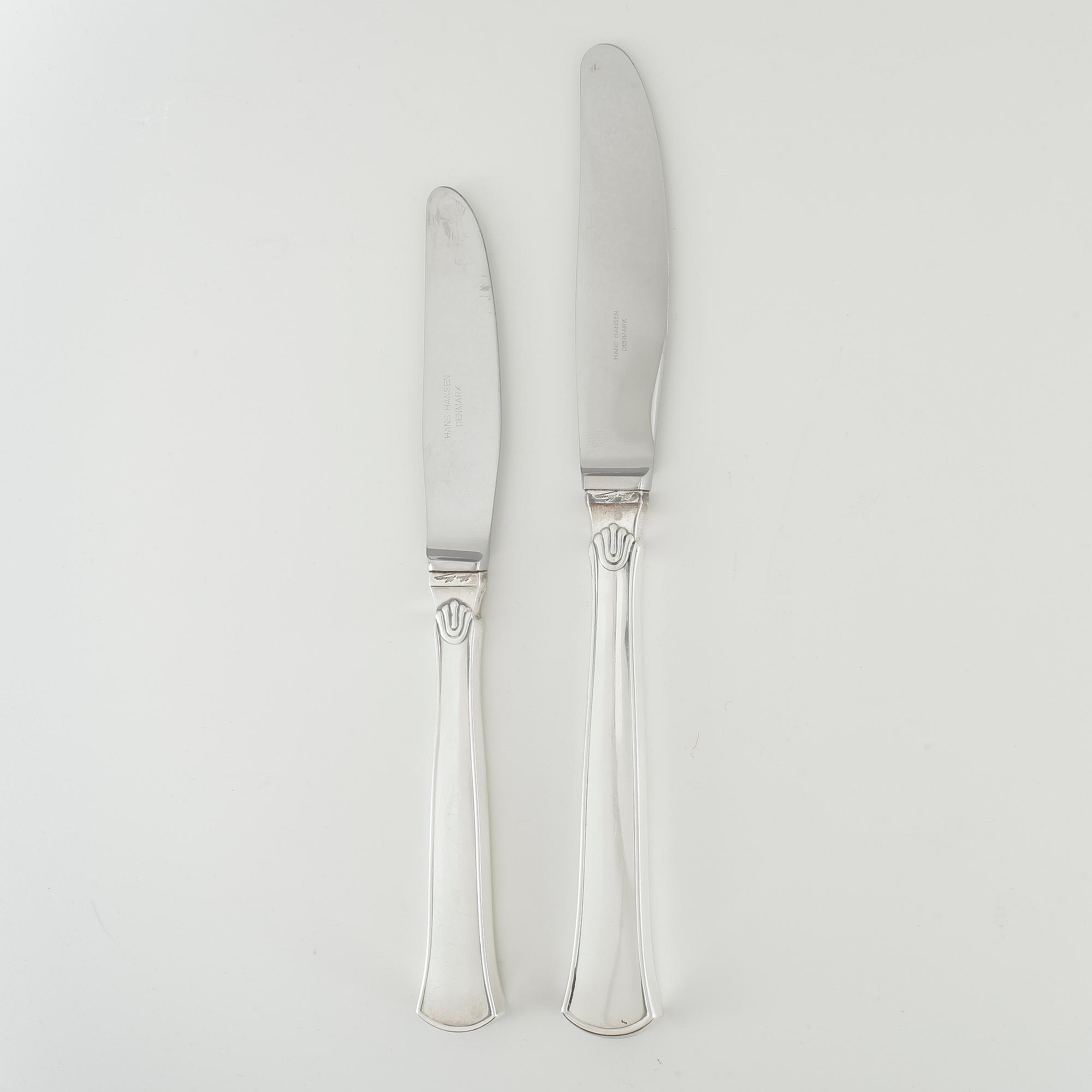 BESTICKSERVIS, 76 delar, sterlingsilver, Hans Hansen, Danmark, bland annat 1934. Vikt ca 2467g.