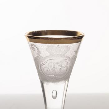 A presumably German engraved and gilt rococo glass, mid 18th century.