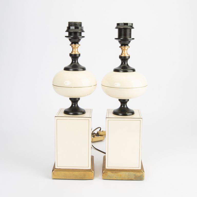 Bordslampor ett par "Jennins" Maison Le Dauphin Frankrike sent 1900-tal.