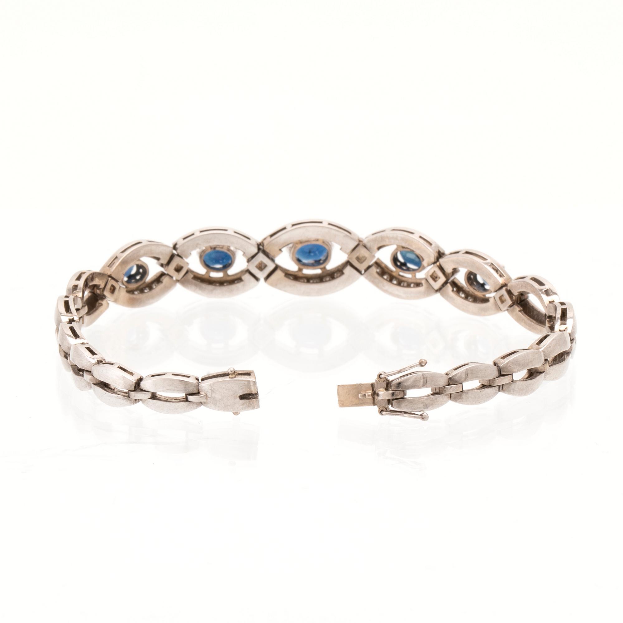 Armband 18K vitguld med ovalt fasetterade safirer samt briljantslipade diamanter, Stockholm.