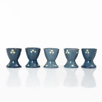 Alfred William Finch, äggkoppar, 10 st samt fat, 3, st, Iris, Finland, omkring år 1900.