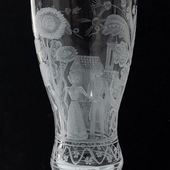 Vicke Lindstrand, champagneglas, 3 st, "Dalecarlia", Kosta Boda.