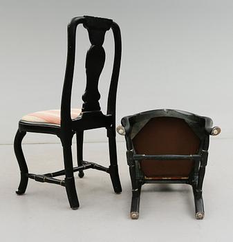 STOLAR, 1 par, senbarock, 1700-tal.