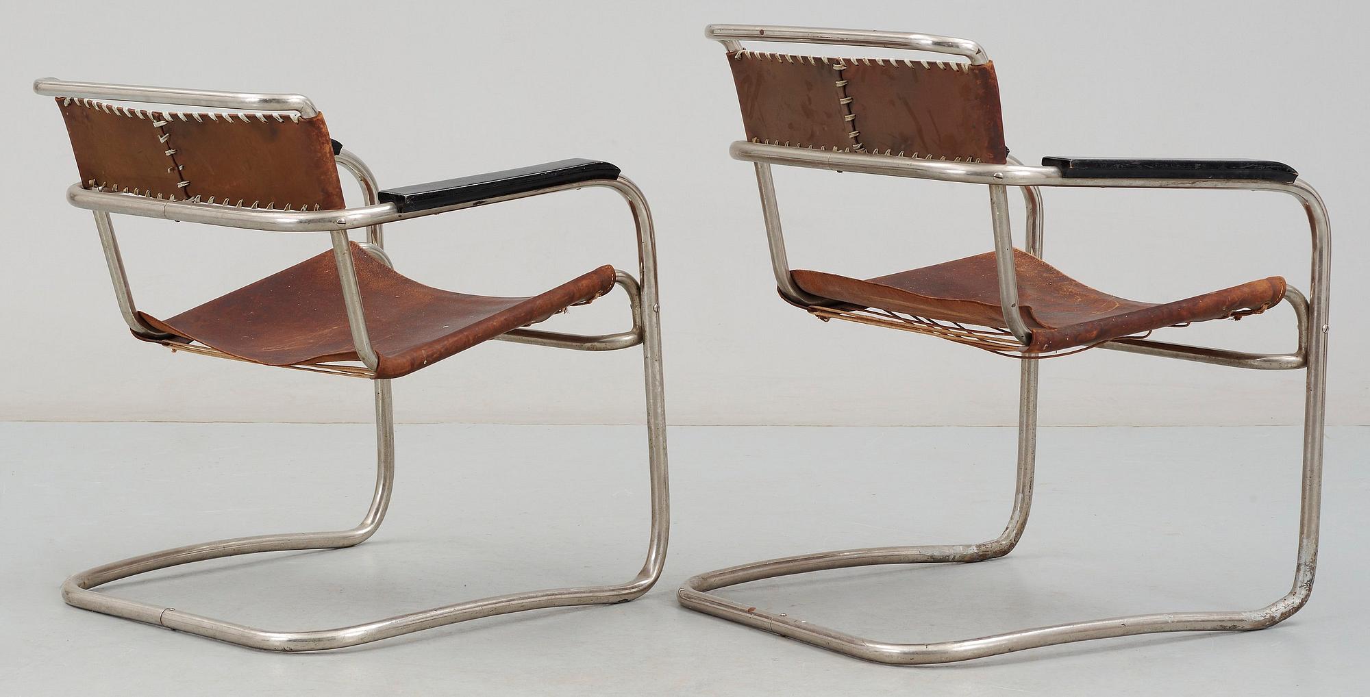 KARMSTOLAR, ett par,  AW Nilsson Barnvagnsfabiken, tillskrivna, Malmö 1930-tal.