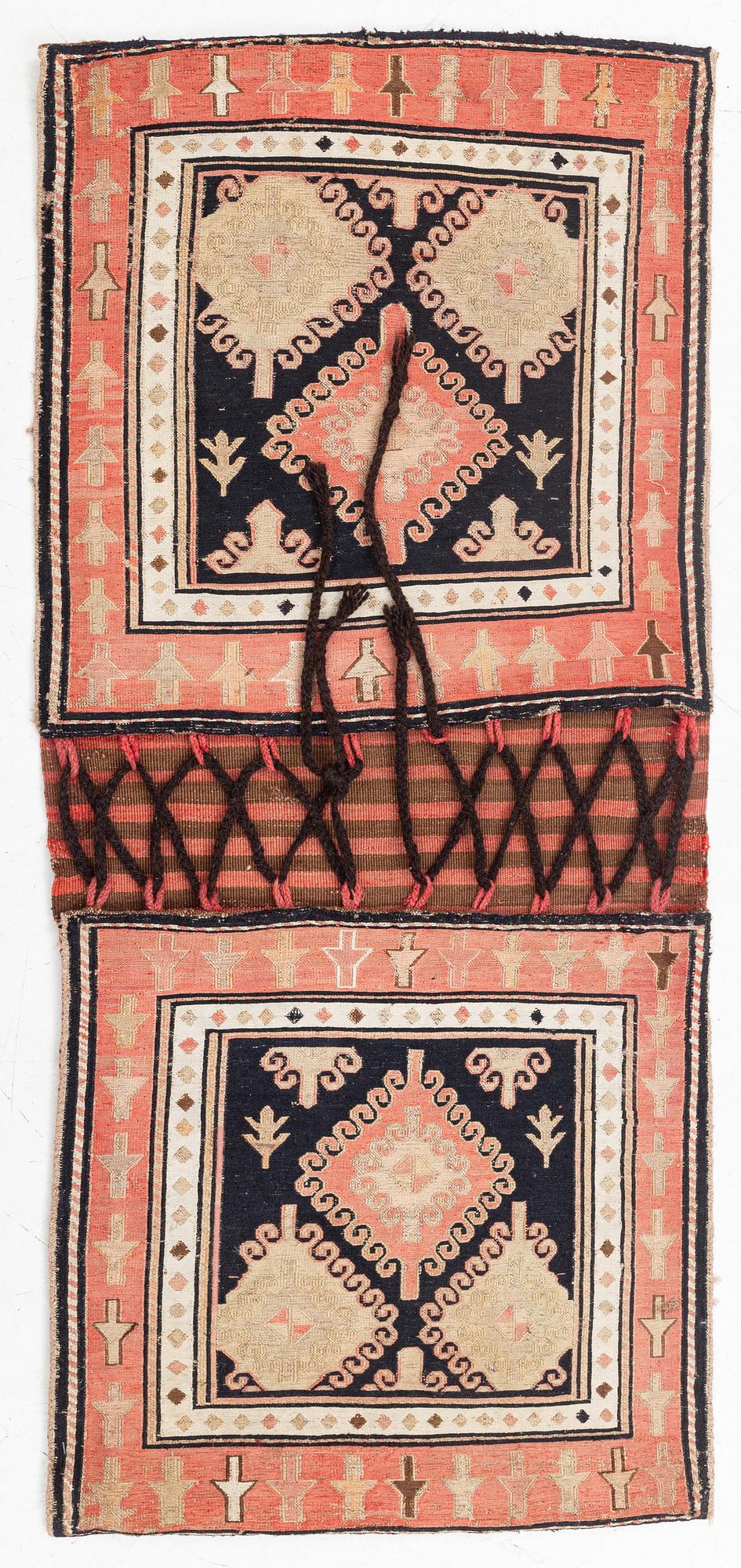 A pair of Iranian Soumak saddle bags, c 130 x 59 cm .