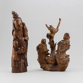 Two Chinese root sculptures, 20th Century.