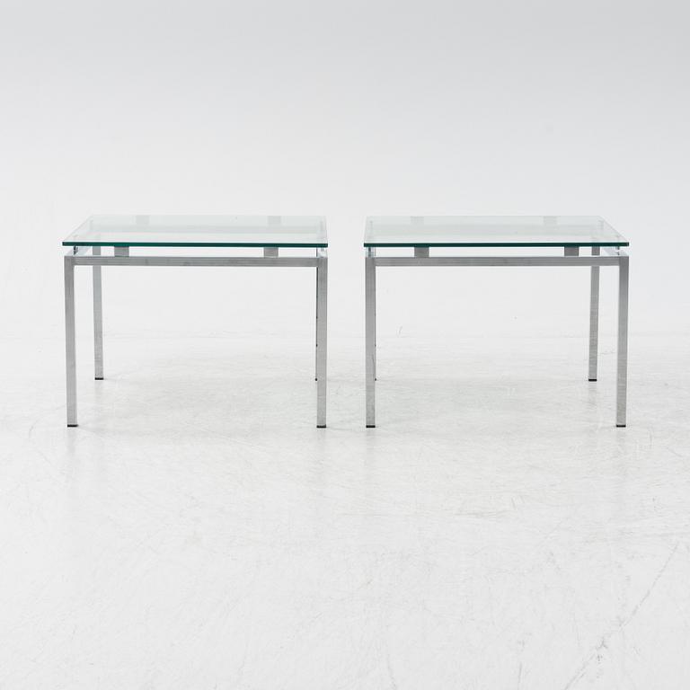 A pair of 1980's glass top side tables.