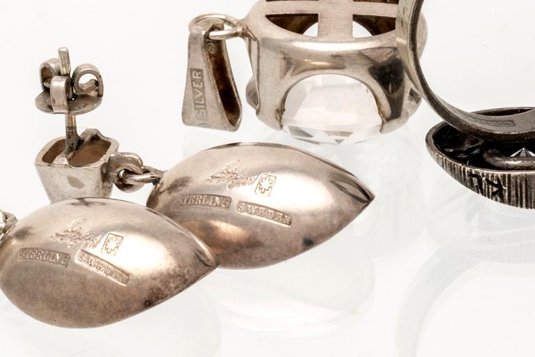 Silver jewellery, rock crystal, Karl Laine, Stigbert and others, 6 lots.