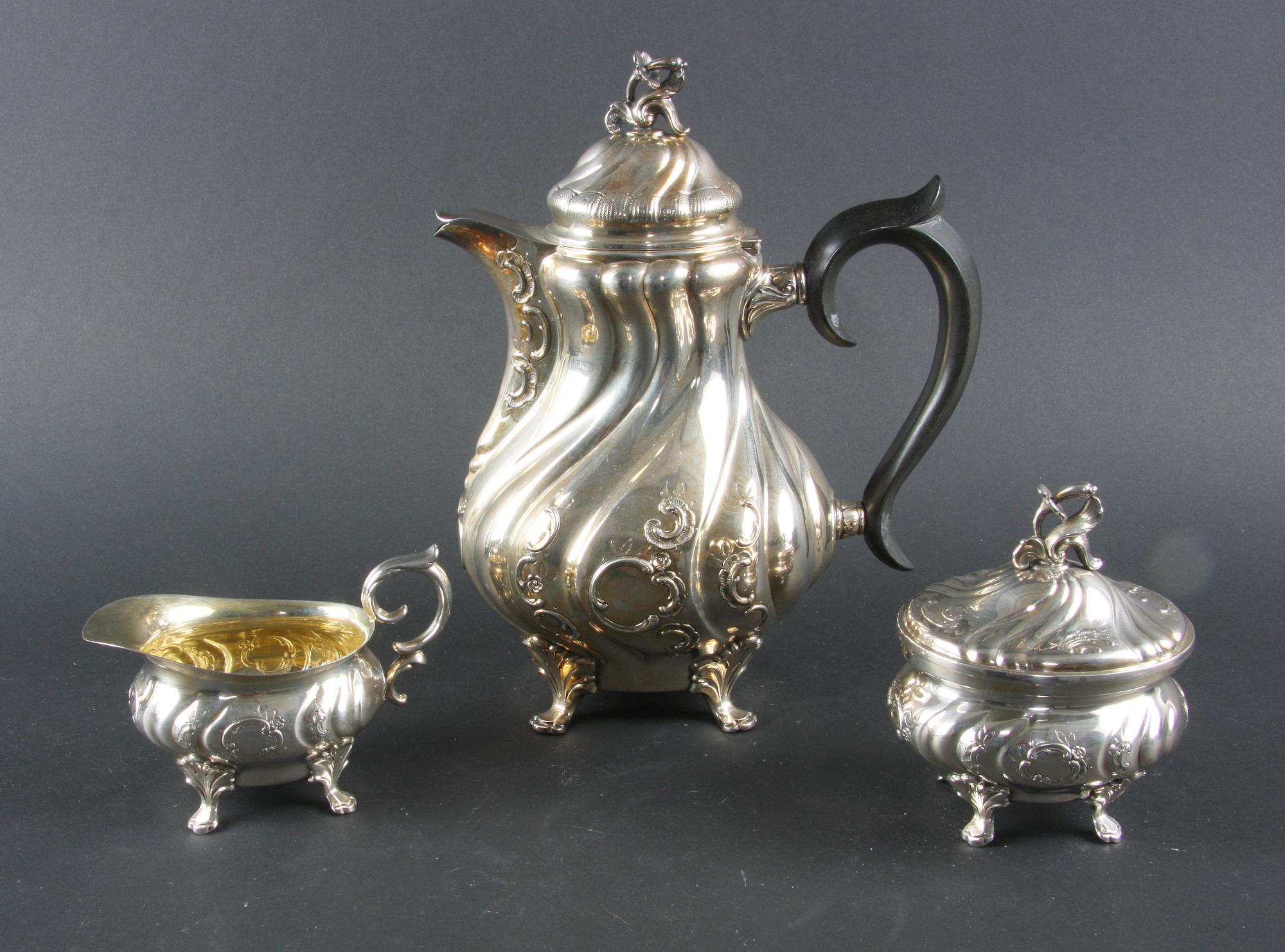 KAFFESERVIS, 3 delar, silver, C G Hallberg 1955-1956.