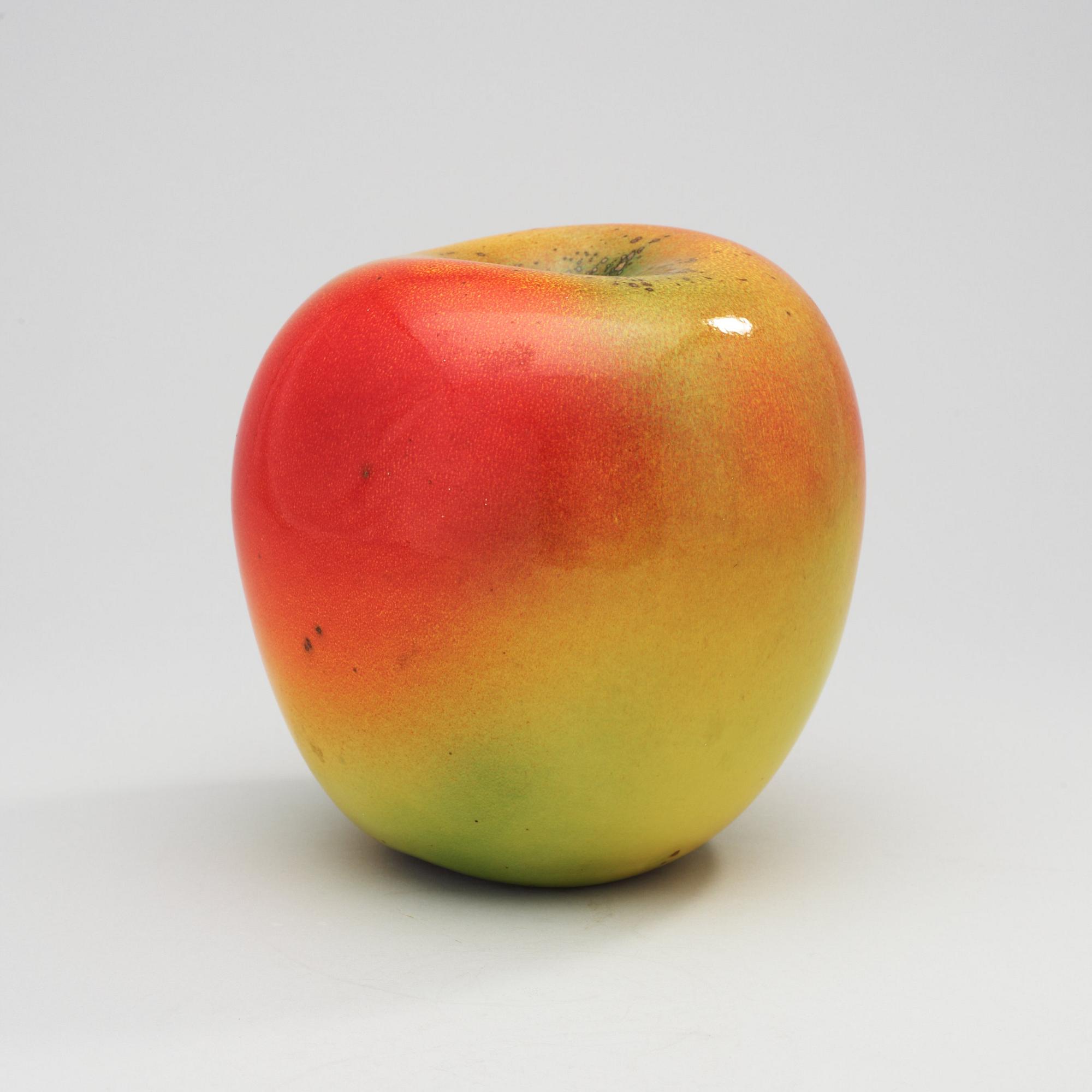 A Hans Hedberg faience apple, Biot, France.