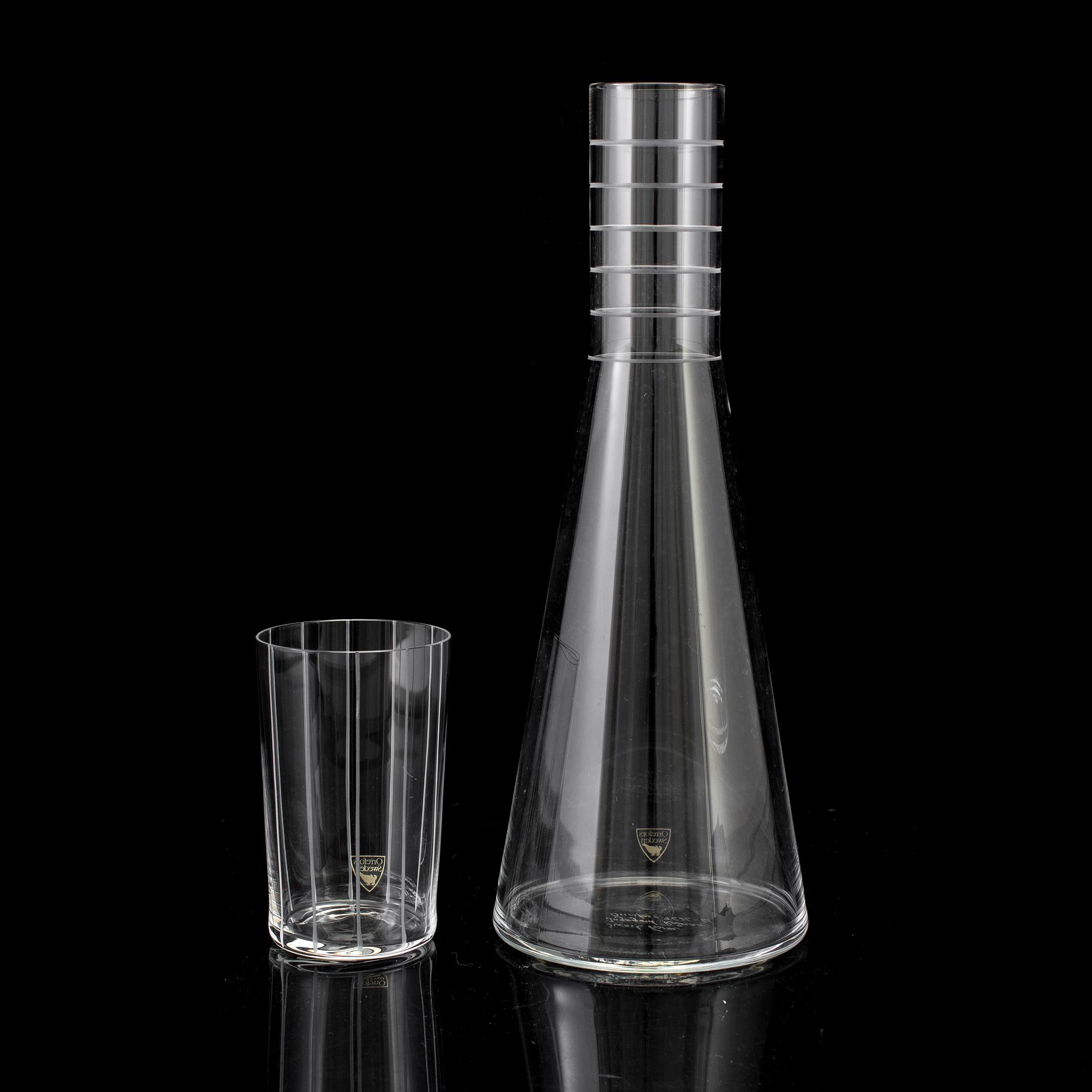 INGEGERD RÅMAN, karaff med glas, glas, Orrefors, signerade.