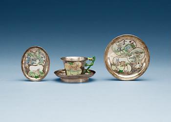 1357. A silver and enamel service, Beijing, presumably ca 1900.