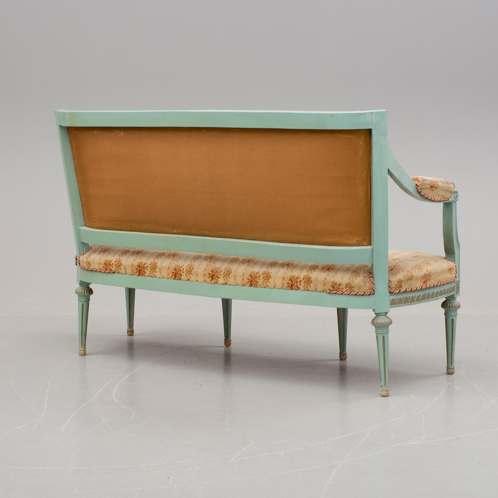 SOFFA och  STOLAR 6 st, gustaviansk stil, 1900-tal.