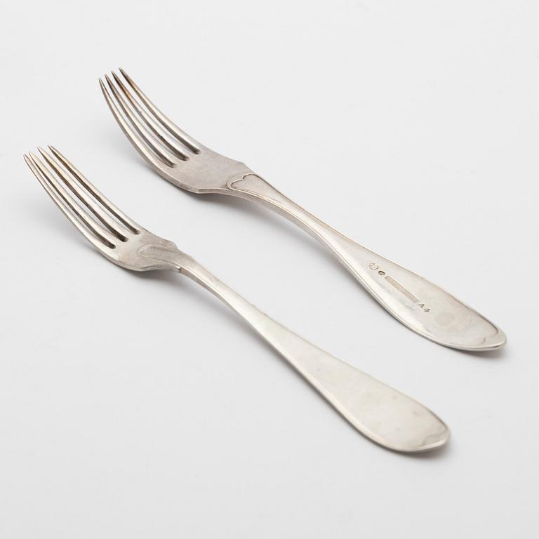 Table forks, 18 pcs, silver, 19th century.