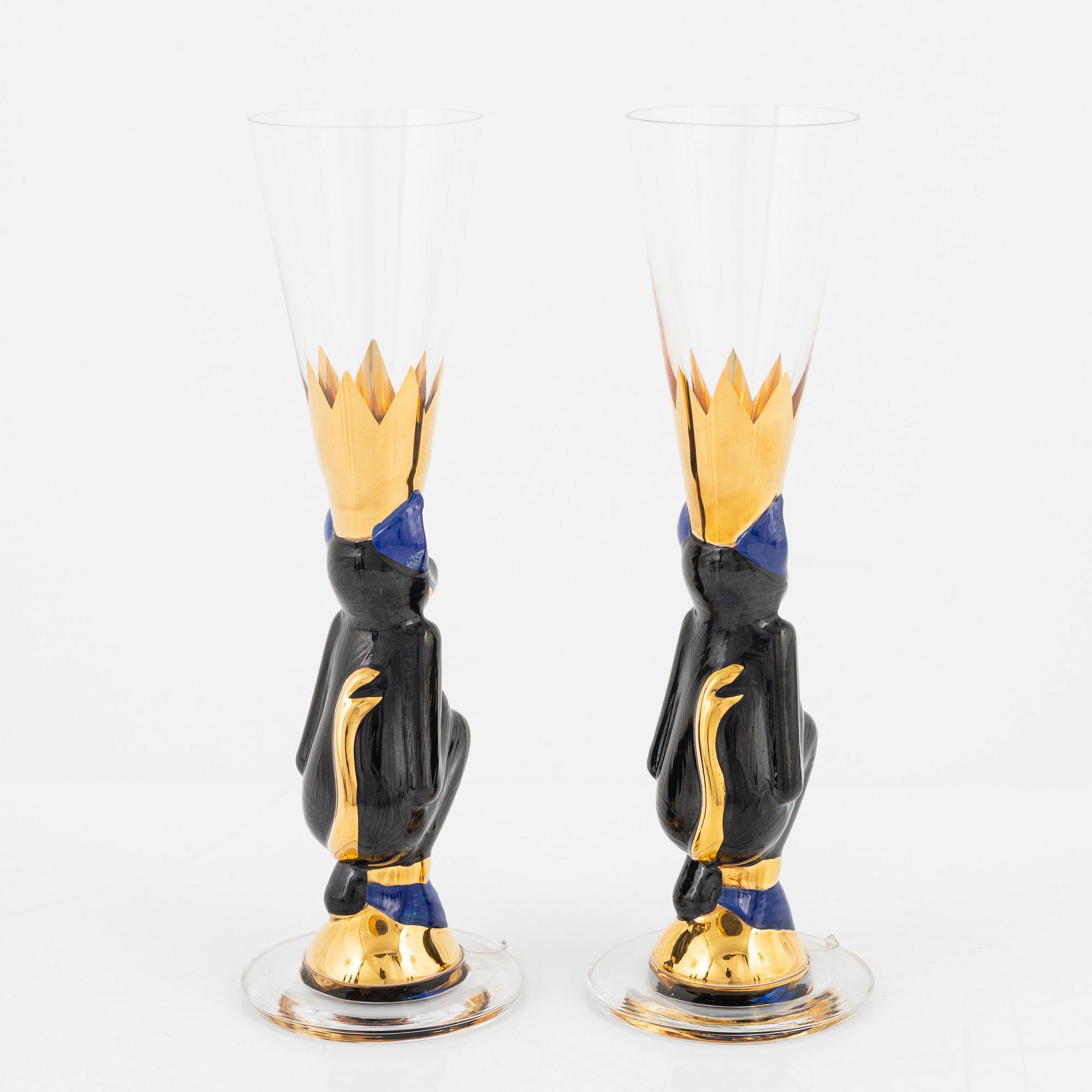 Gunnar Cyrén, snapsglas, 8 st, sk djävulsglas, "Nobel", Orrefors.