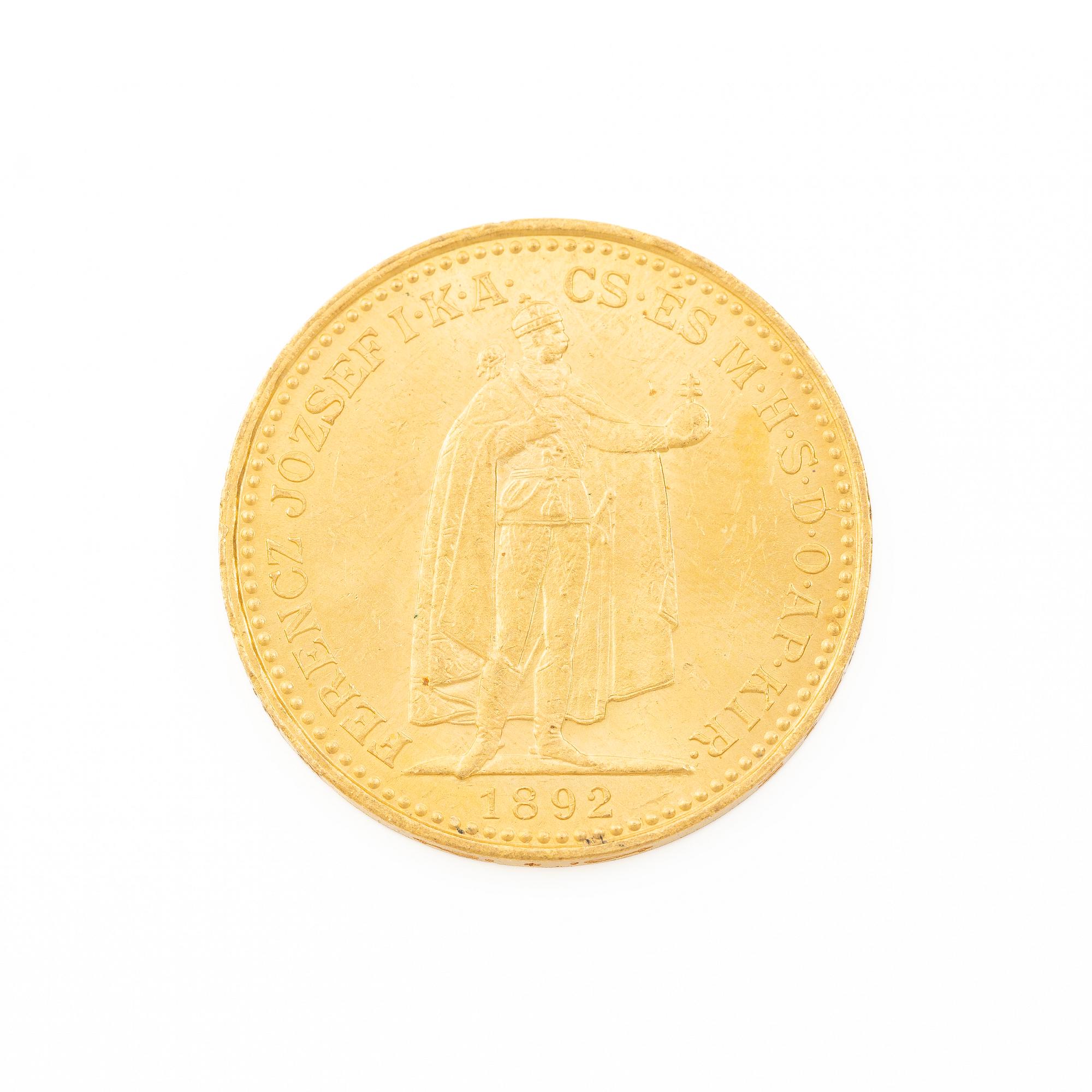 Gold coin, Hungary, 20 Korona, 1892.