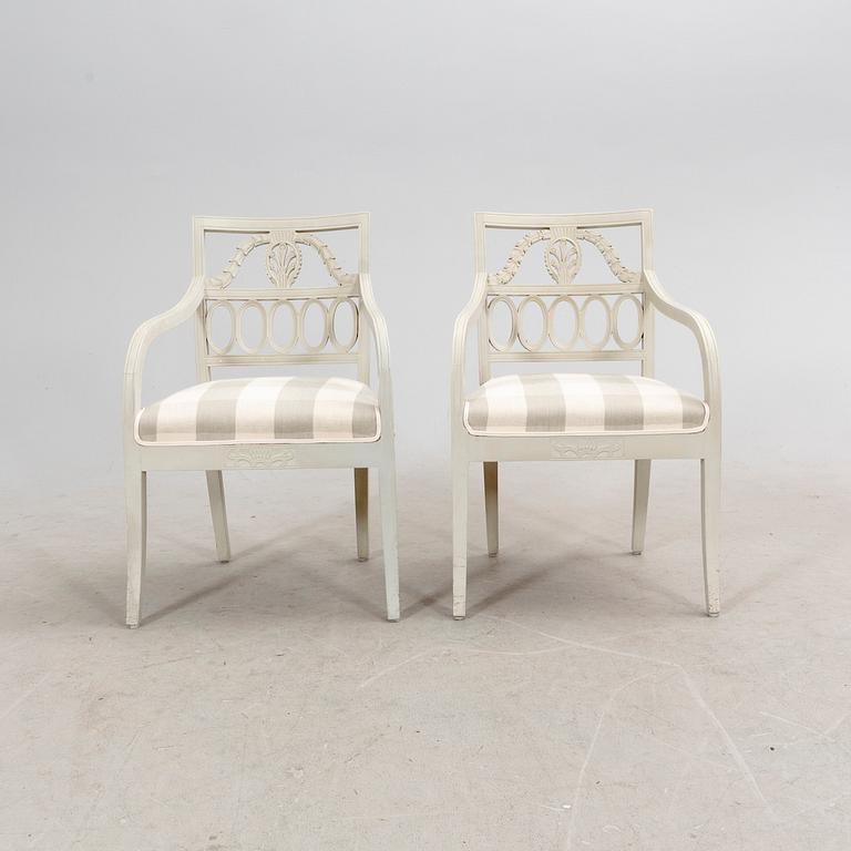 A pair of gustavian style chairs, circa 1900.