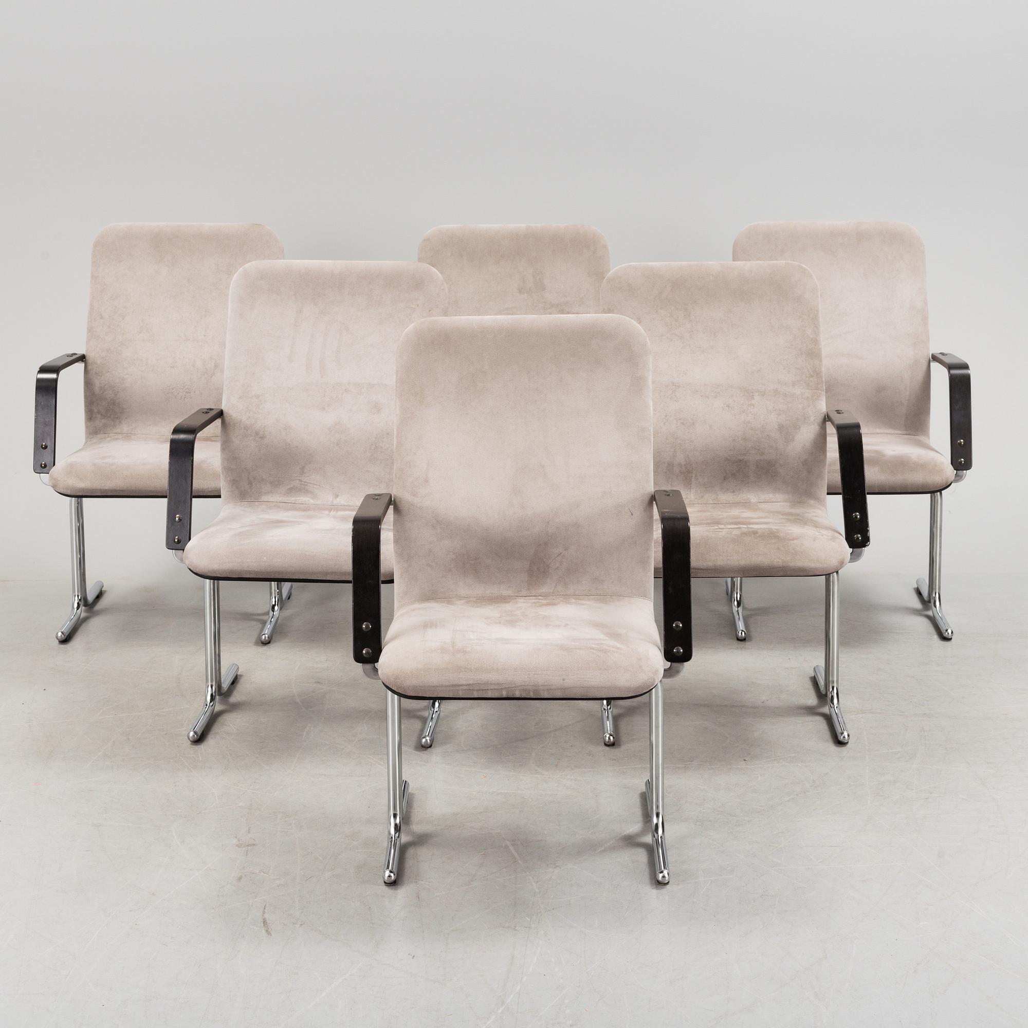 YRJÖ KUKKAPURO, six 'Fysio' chairs from Avarte, Finland, late 20th Century.