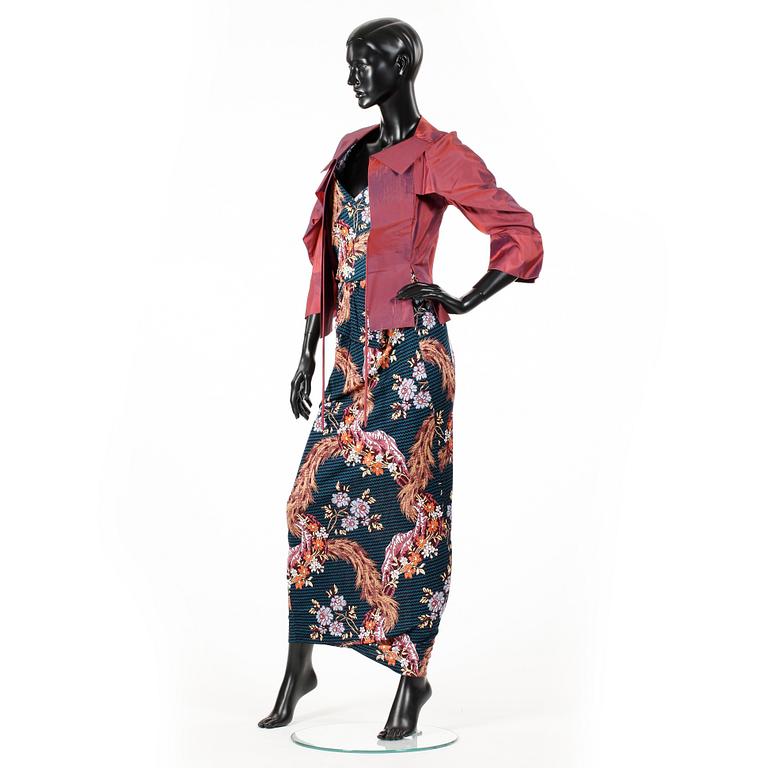 VIVIENNE WESTWOOD, a three-piece ensemble consisting of jacket, top and skirt.