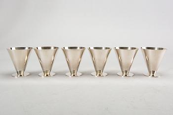 Wiwen Nilsson, six silver cocktail cups, Lund 1974.