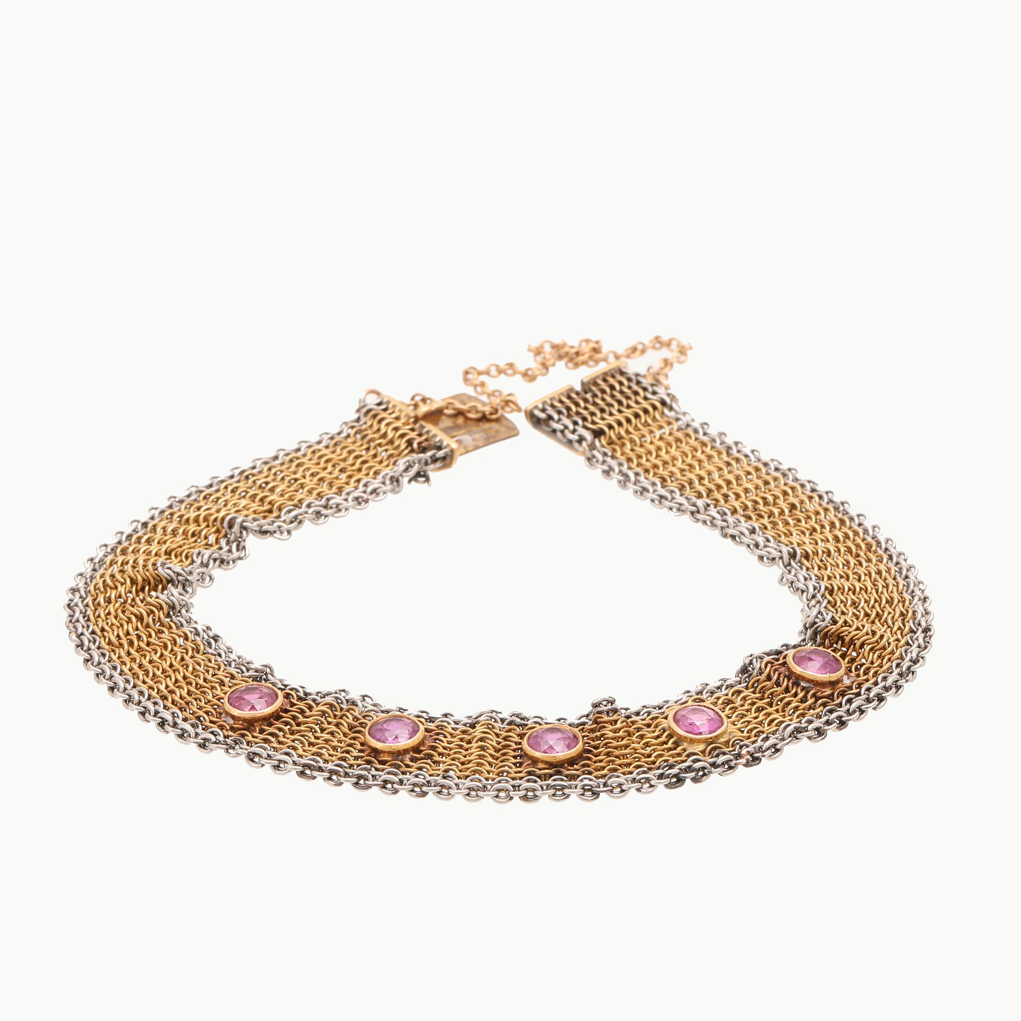 An 18K gold bracelet with old cut rubies, possibly by K Anderson Stockholm, around 1900's.