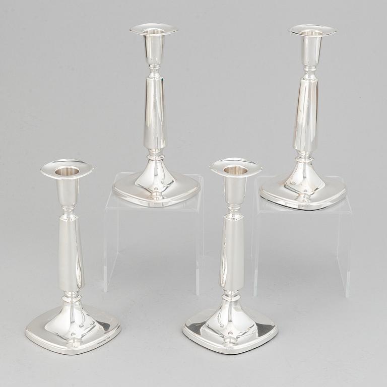 Tore Eldh, four silver candlesticks, K&EC, Göteborg, 1961-70.