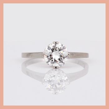 RING, platina med briljantslipad diamant, ca 1,25 ct, G Dahlgren & Co, Malmö, 1961. Total vikt ca 3,26 g.