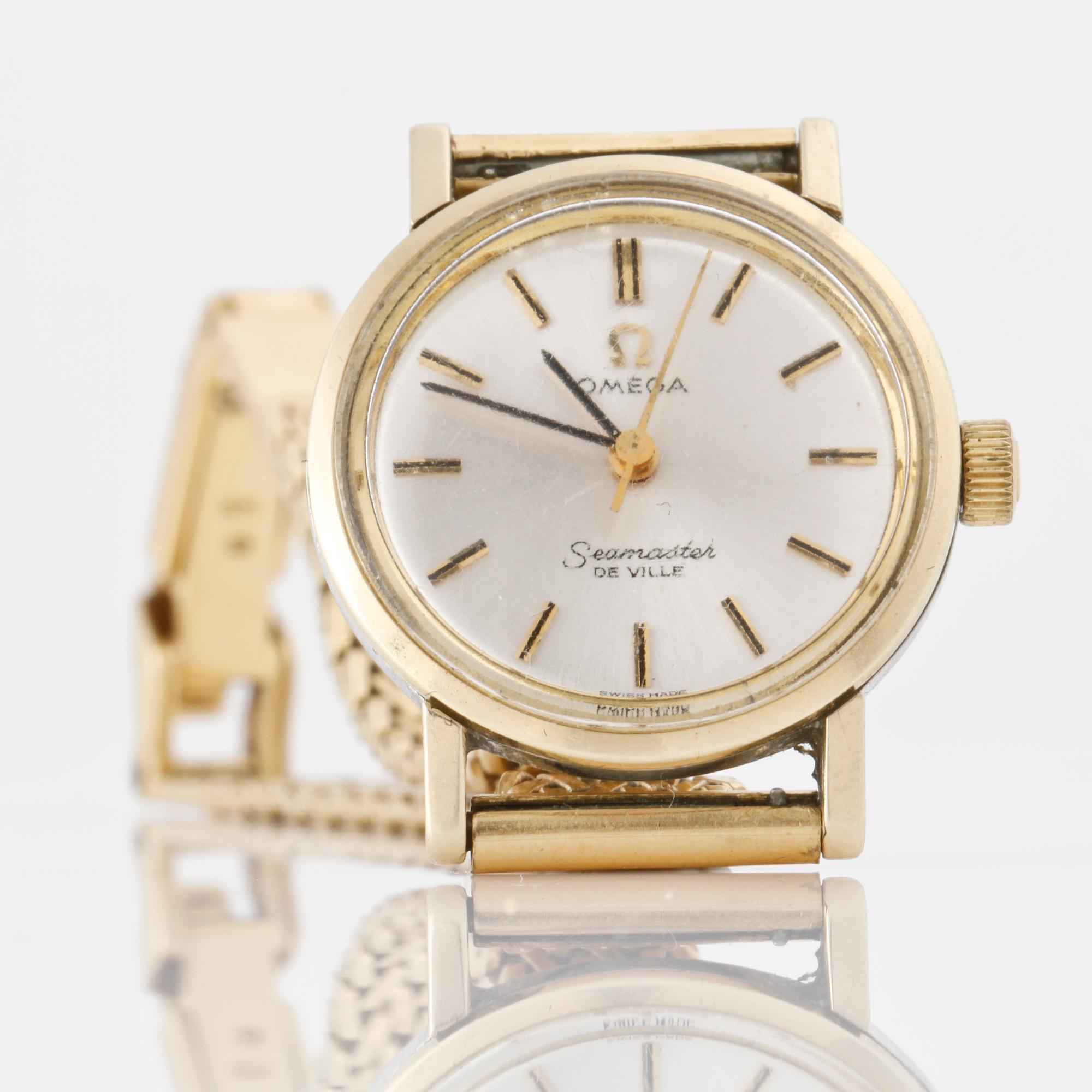 ARMBANDSUR, dam, armband i 18 K guld, Omega, Seamaster De Ville. Total vikt 29 g.