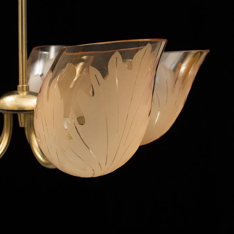TAKLAMPA, Bodén för Glössner & Co, signerad, 1940-/50-tal.
