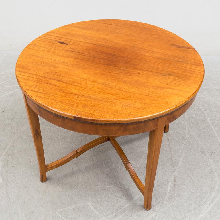 SOFA, TABLE AND FIVE CHAIRS, mid 20th century.