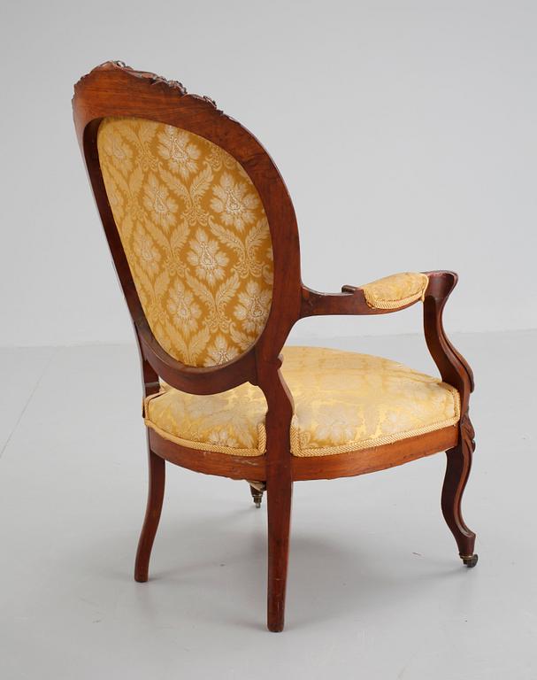 KARMFÅTÖLJ, nyrokoko, 1800-talets andra hälft.