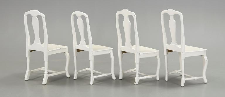 STOLAR, 4 st, snarlika, senbarockstil, omkring 1800-talets mitt.
