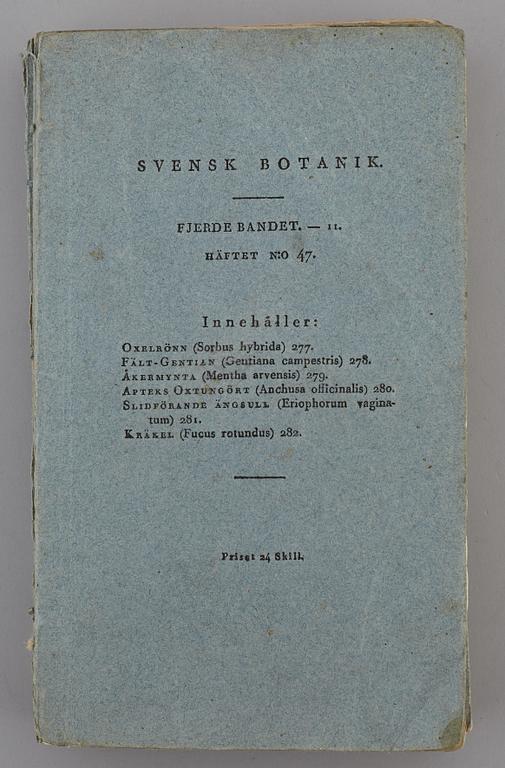JOHAN WILHELM PALMSTRUCH, "Svensk Botanik, vol I-V. 1803-1805.