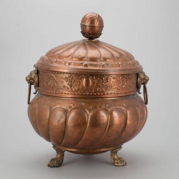 SKÅL samt LOCK, koppar, sekelskiftet 1800/1900.