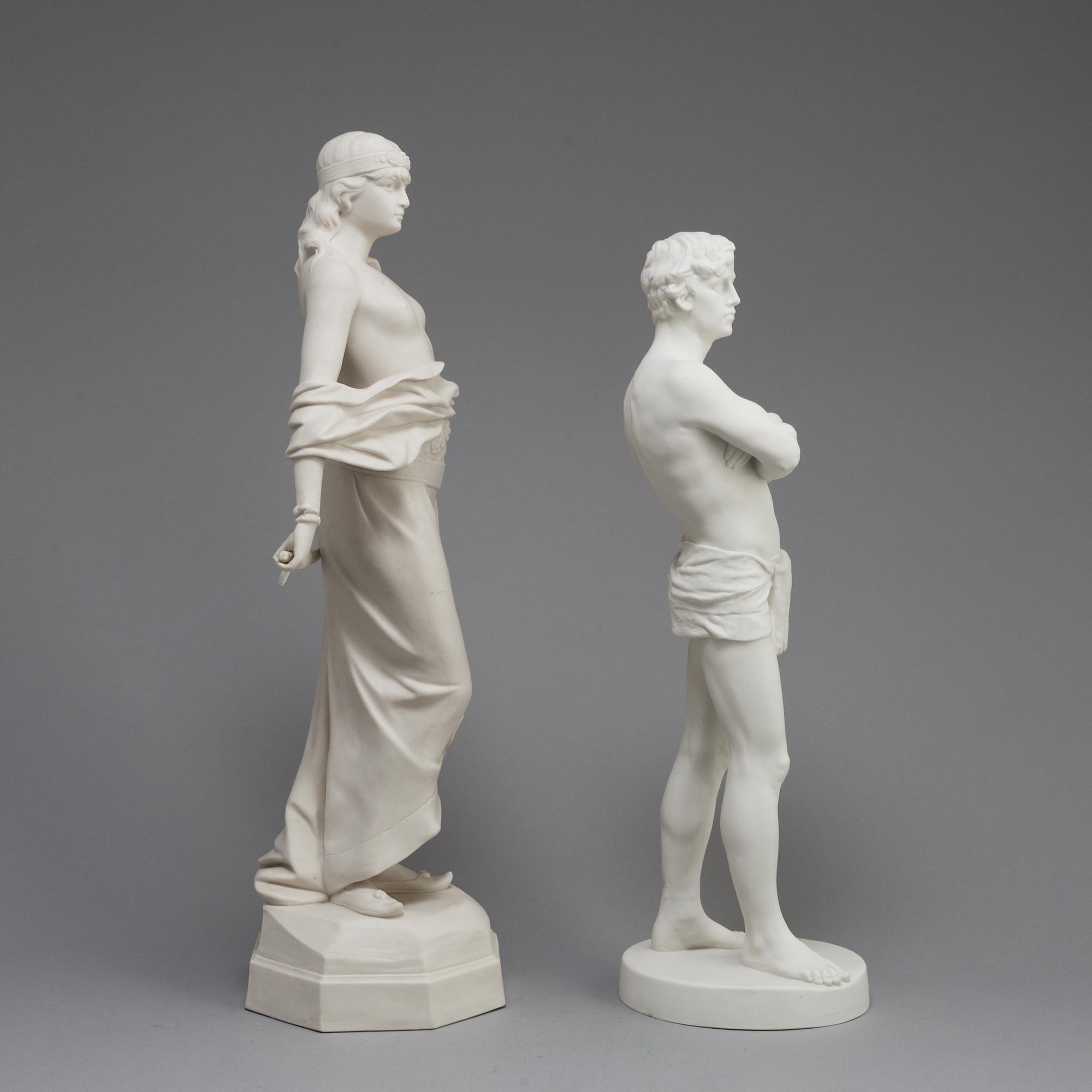 TWO PARIAN FIGURES, Gustafsberg 1900 and 1914.