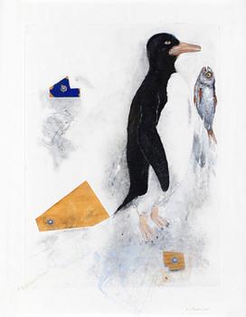 312. PG Thelander, "Fågel med fisk".