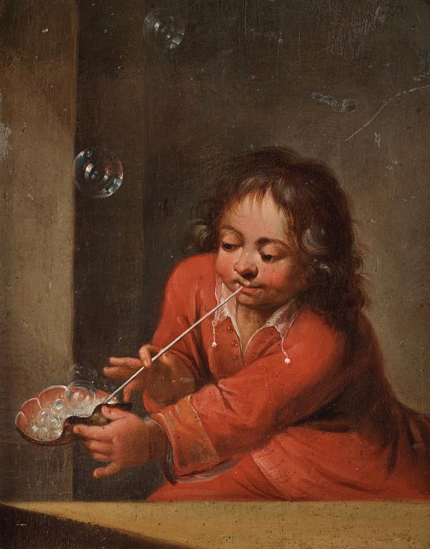 Franz van Mieris II Circle of, Boy blowing soap bubbles.