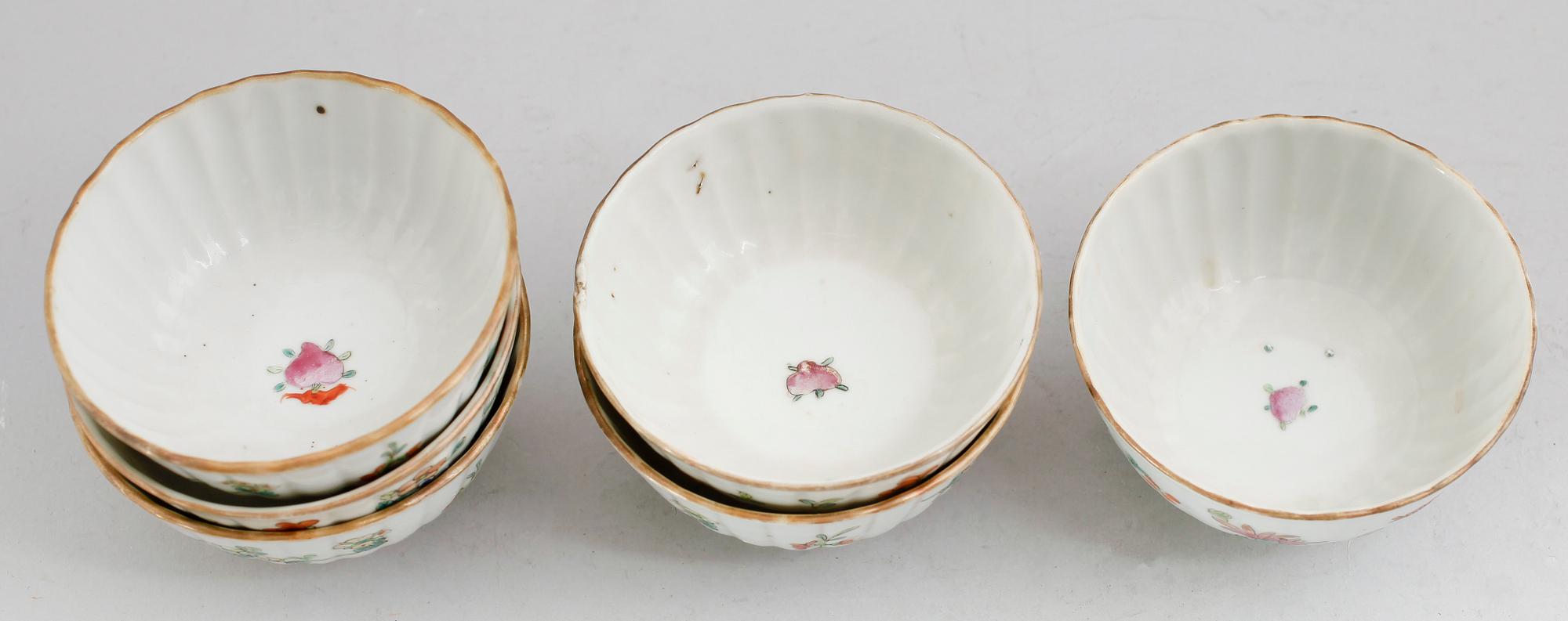 TESKÅLAR, 6 st, porslin, Kina, sannolikt sekelskiftet 1900.