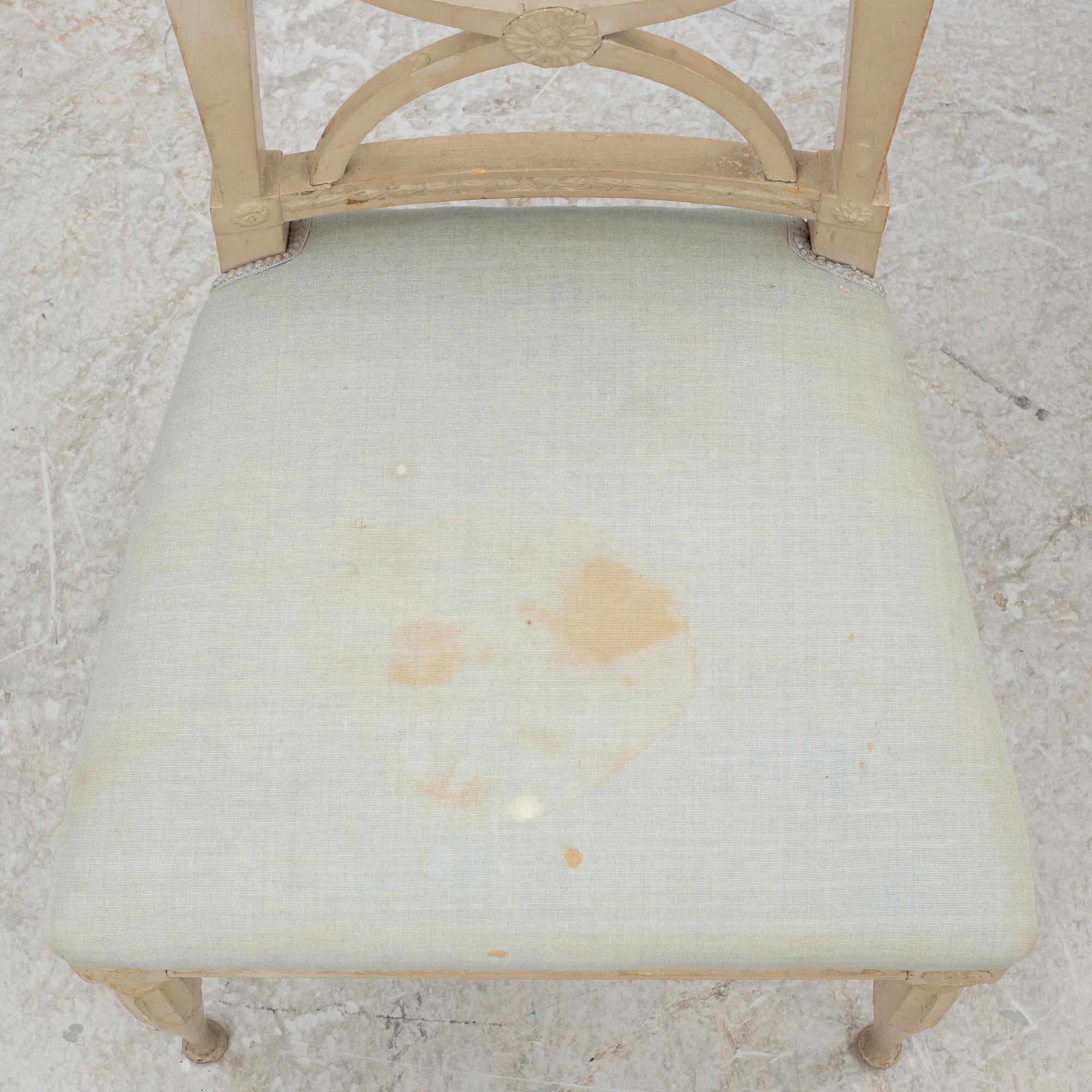 A Pair of Gustavian Chairs, a pair, by Anders Hellman the Younger (master in Stockholm 1793-1825).