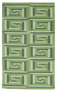 255A. Barbro Nilsson, A CARPET, "Ostia grön", flat weave, ca 234,5 x 141,5 cm, signed AB MMF BN.