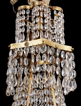 A late Gustavian circa 1800 six-light chandelier.