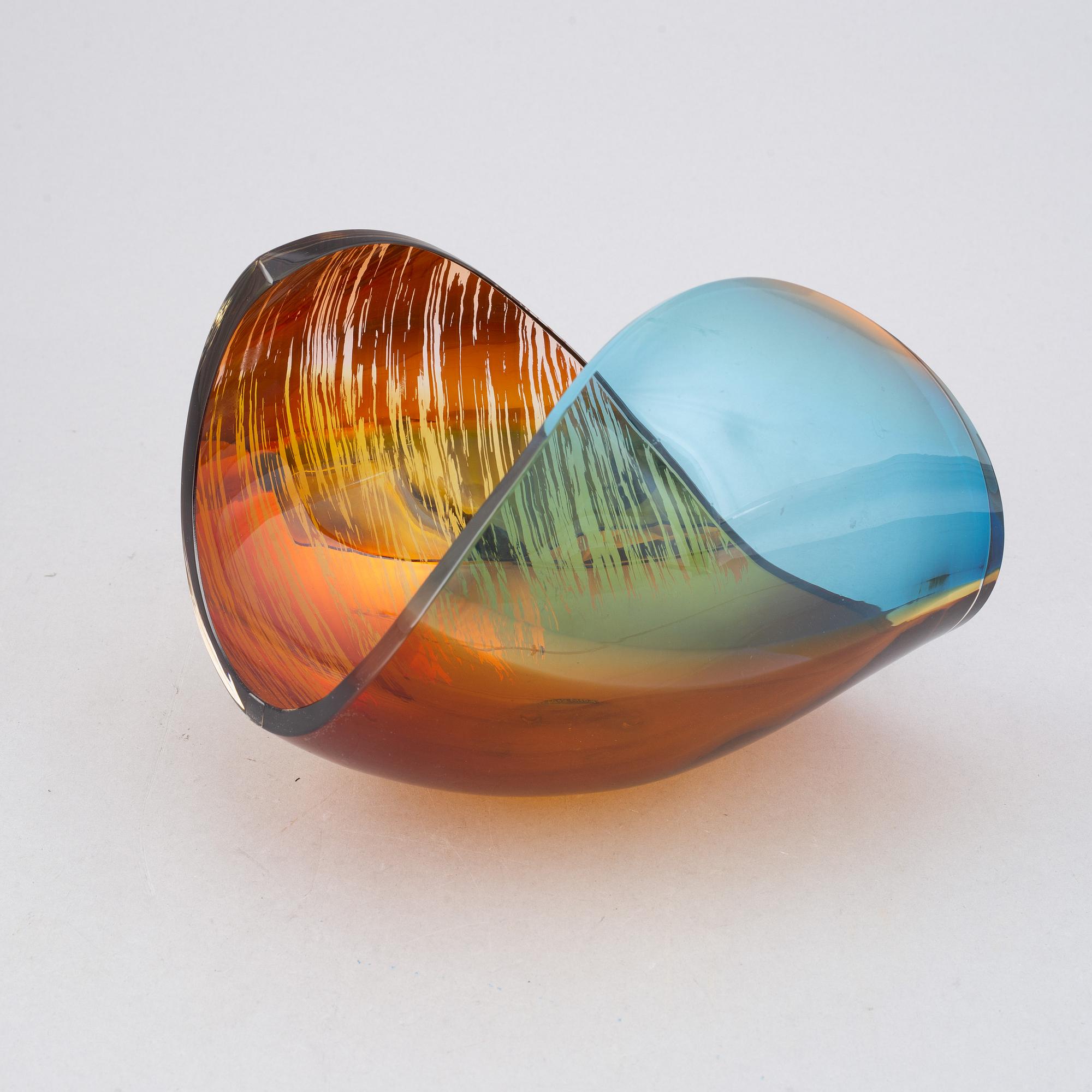 Lena Bergström, a 'Planets' glass sculpture/bowl from Kosta, Sweden. Signed and numbered 128/500.