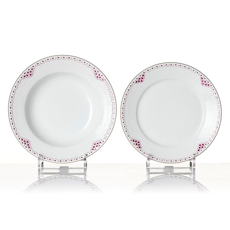 Royal Copenhagen, A set of 32 'Purpur Lace' porcelain plates, Royal Copenhagen, Denmark, 1990s.